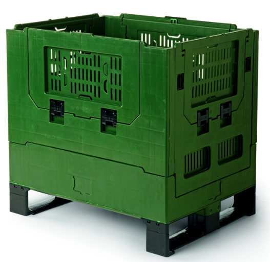 Contenidor plegable reixat amb porta i 2 patins