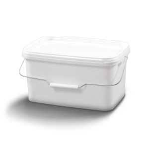Rectangular bucket with lid and metal handle 58 liters
