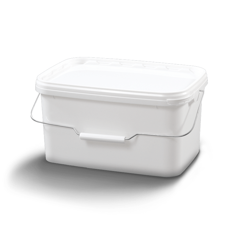 Cubo rectangular con tapa y asa de plástico/metálica 5.8 litros