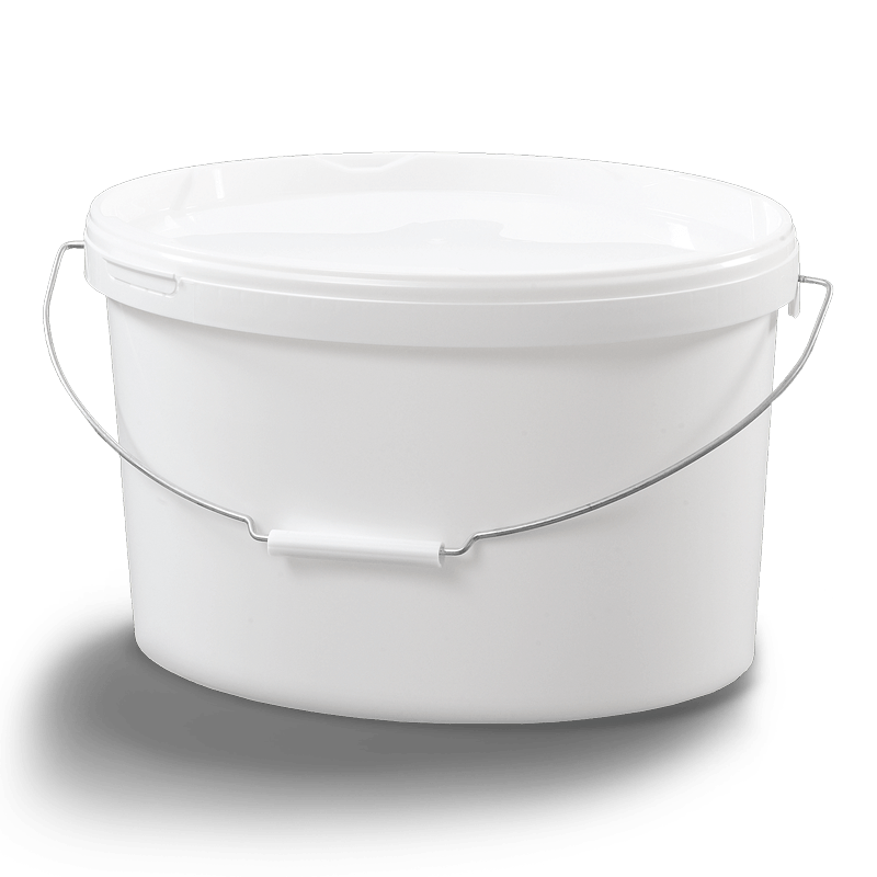 Cubo oval con tapa y asa de plástico/metálica 11.6 litros