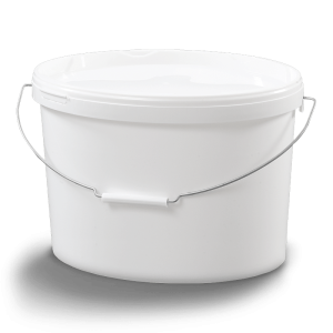 Cubo oval con tapa y asa de plástico/metálica 12.8 litros