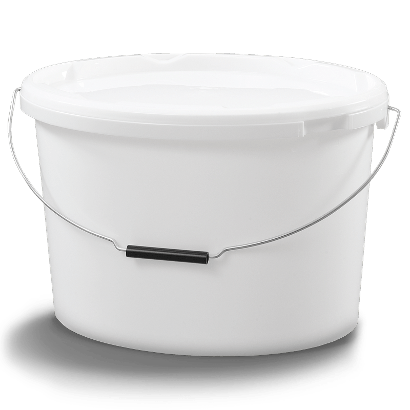 Cubo oval con tapa y asa de plástico/metálica 15.5 litros