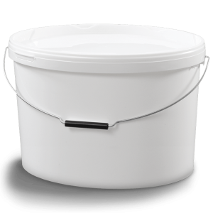 Cubo oval con tapa y asa de plástico/metálica 18.8 litros